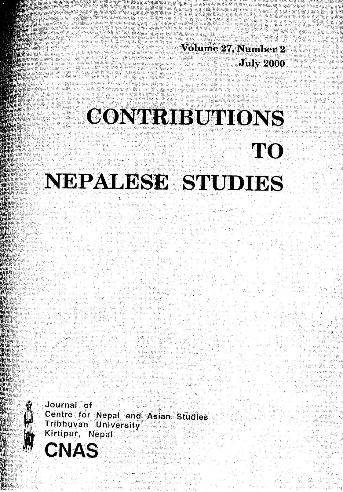 Contributions To Nepalese Studies :Volume27-02